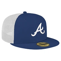 Men's New Era Navy Atlanta Braves Team Color 59FIFTY Trucker Fitted Hat