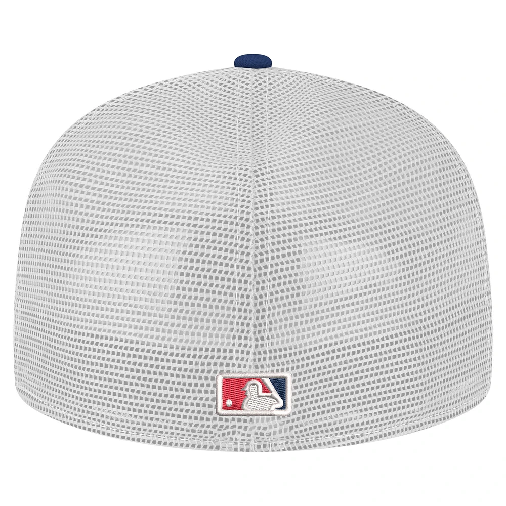 Men's New Era Navy Atlanta Braves Team Color 59FIFTY Trucker Fitted Hat