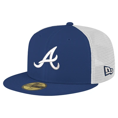 Men's New Era Navy Atlanta Braves Team Color 59FIFTY Trucker Fitted Hat