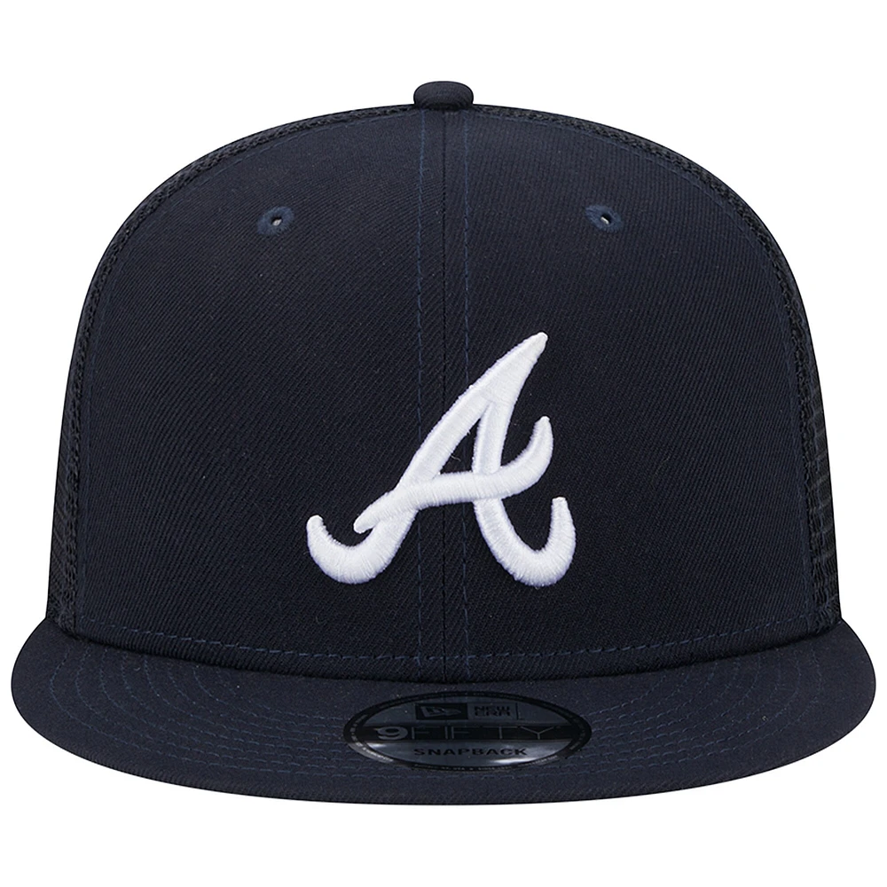 Men's New Era Navy Atlanta Braves Team Color Trucker 9FIFTY Snapback Hat
