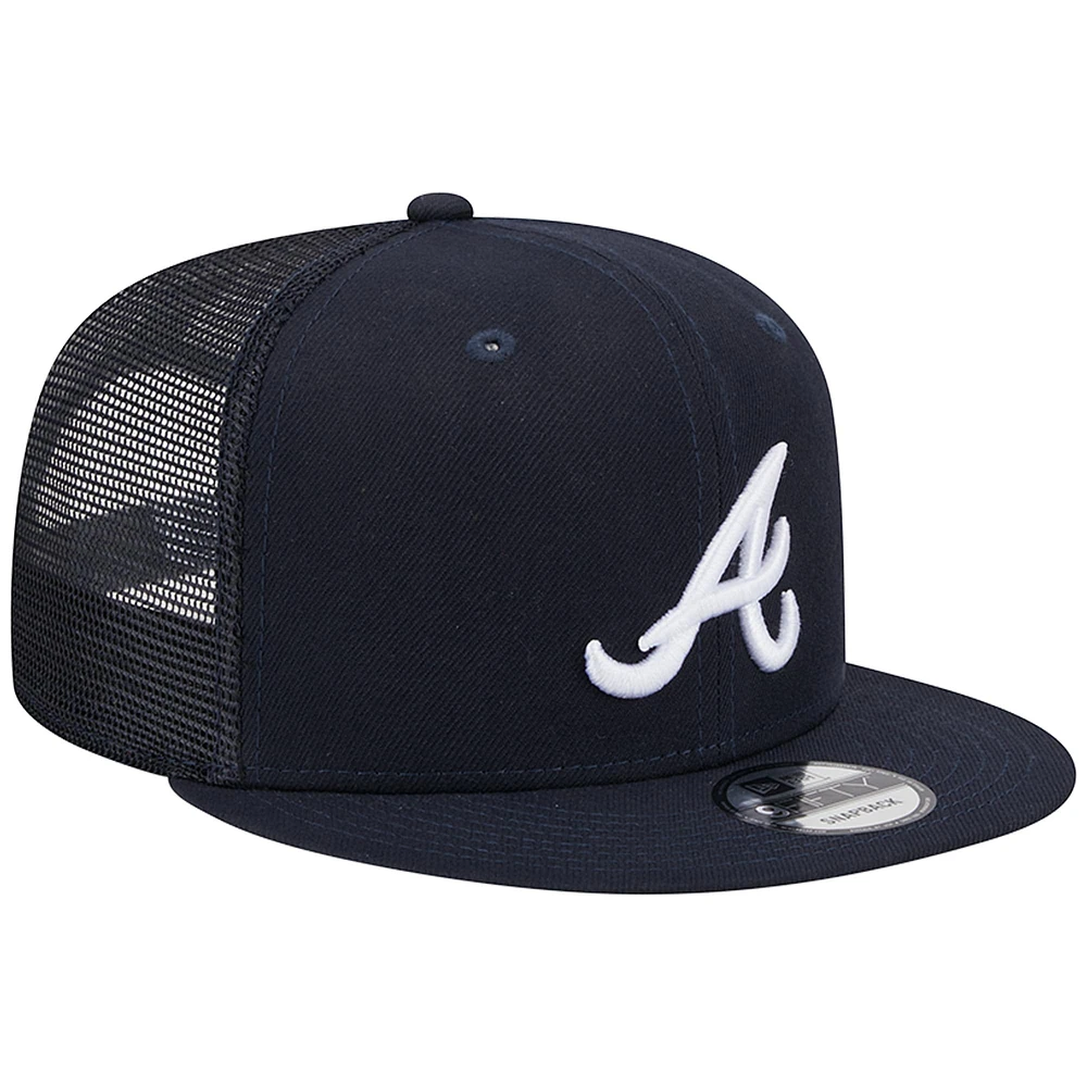 Men's New Era Navy Atlanta Braves Team Color Trucker 9FIFTY Snapback Hat