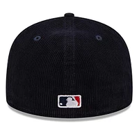 Casquette ajustée 59FIFTY en velours côtelé bleu marine Atlanta Braves New Era pour hommes