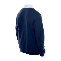 Men's New Era Navy Atlanta Braves Throwback Prep Colorblock Rugby Polo