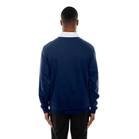 Men's New Era Navy Atlanta Braves Throwback Prep Colorblock Rugby Polo