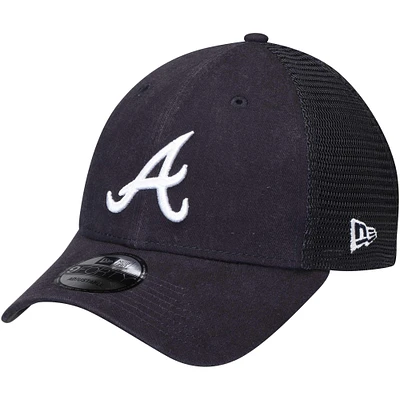 Men's New Era Navy Atlanta Braves Trucker 9FORTY Adjustable Snapback Hat