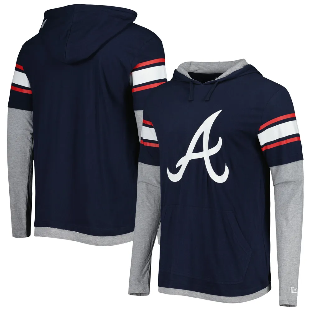 Men's Navy Atlanta Braves Big & Tall Jersey Short Sleeve Pullover Hoodie  T-Shirt