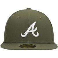 Men's New Era Olive Atlanta Braves White Logo 59FIFTY Fitted Hat