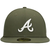 Men's New Era Olive Atlanta Braves White Logo 59FIFTY Fitted Hat