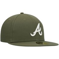 Men's New Era Olive Atlanta Braves White Logo 59FIFTY Fitted Hat