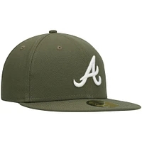 Men's New Era Olive Atlanta Braves White Logo 59FIFTY Fitted Hat