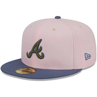 Men's New Era Pink/Blue Atlanta Braves  Olive Undervisor 59FIFTY Fitted Hat