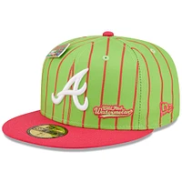 Men's New Era Pink/Green Atlanta Braves MLB x Big League Chew - Wild Pitch Watermelon Flavor Pack 59FIFTY Fitted Hat