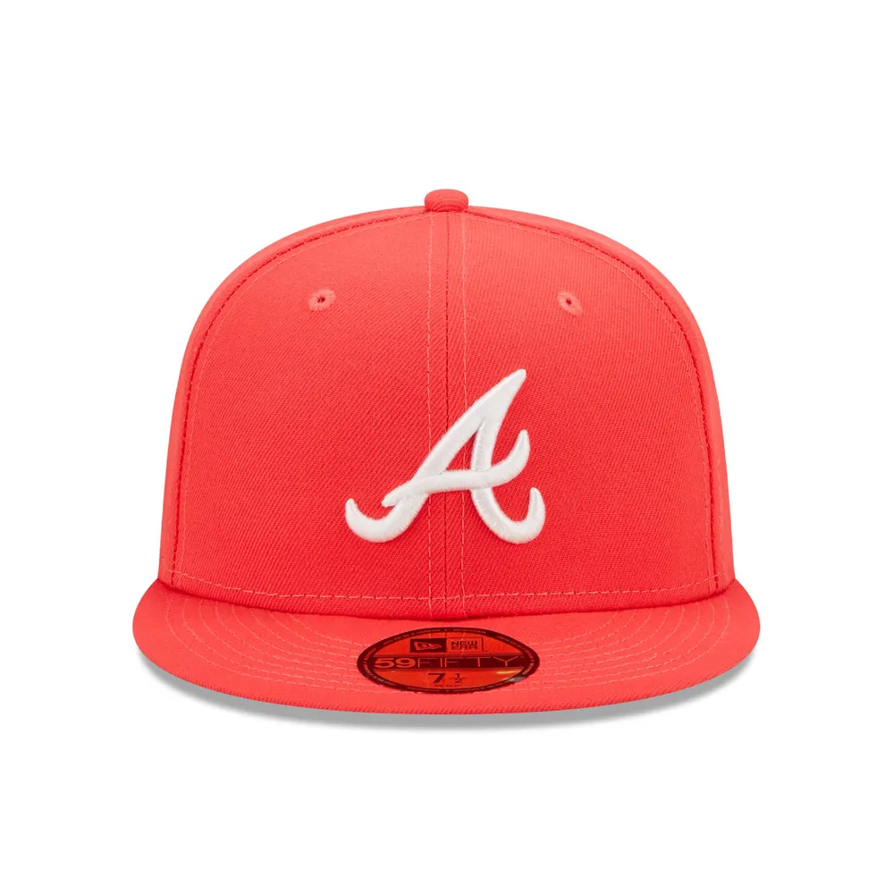 Men's New Era Red Atlanta Braves Logo White 59FIFTY Fitted Hat