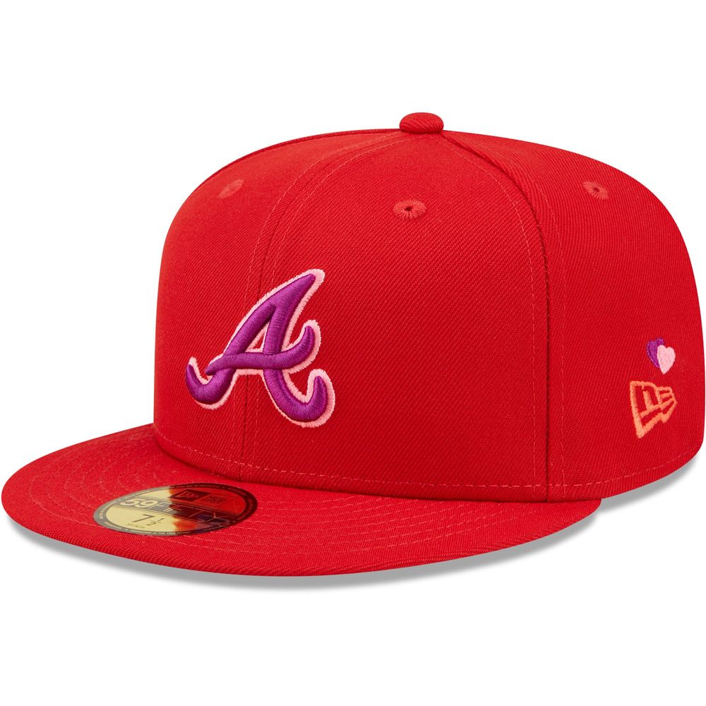 Men's New Era Red Atlanta Braves White Logo 59FIFTY Fitted Hat 
