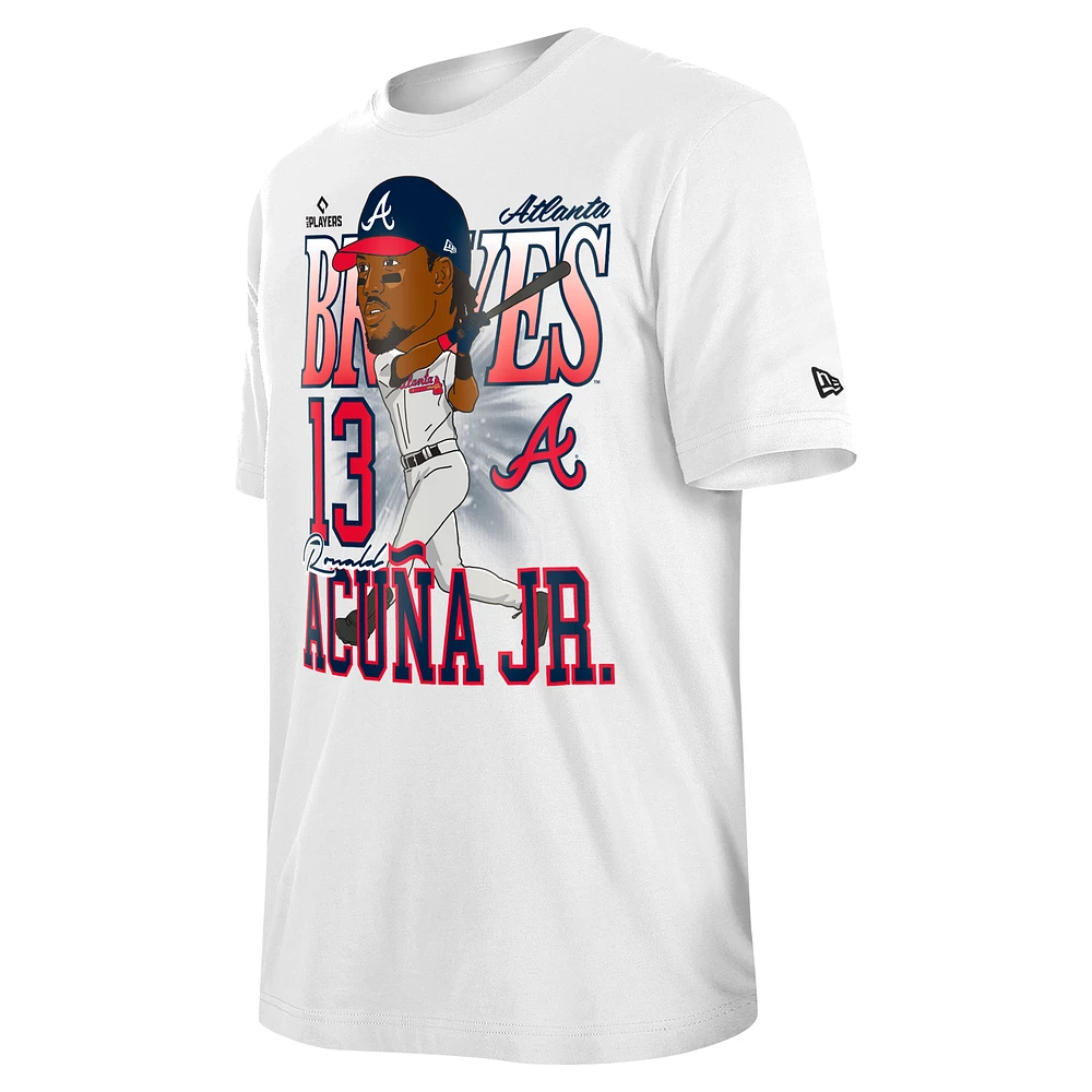 T-shirt blanc caricature des Braves d'Atlanta New Era Ronald Acuña Jr. pour hommes