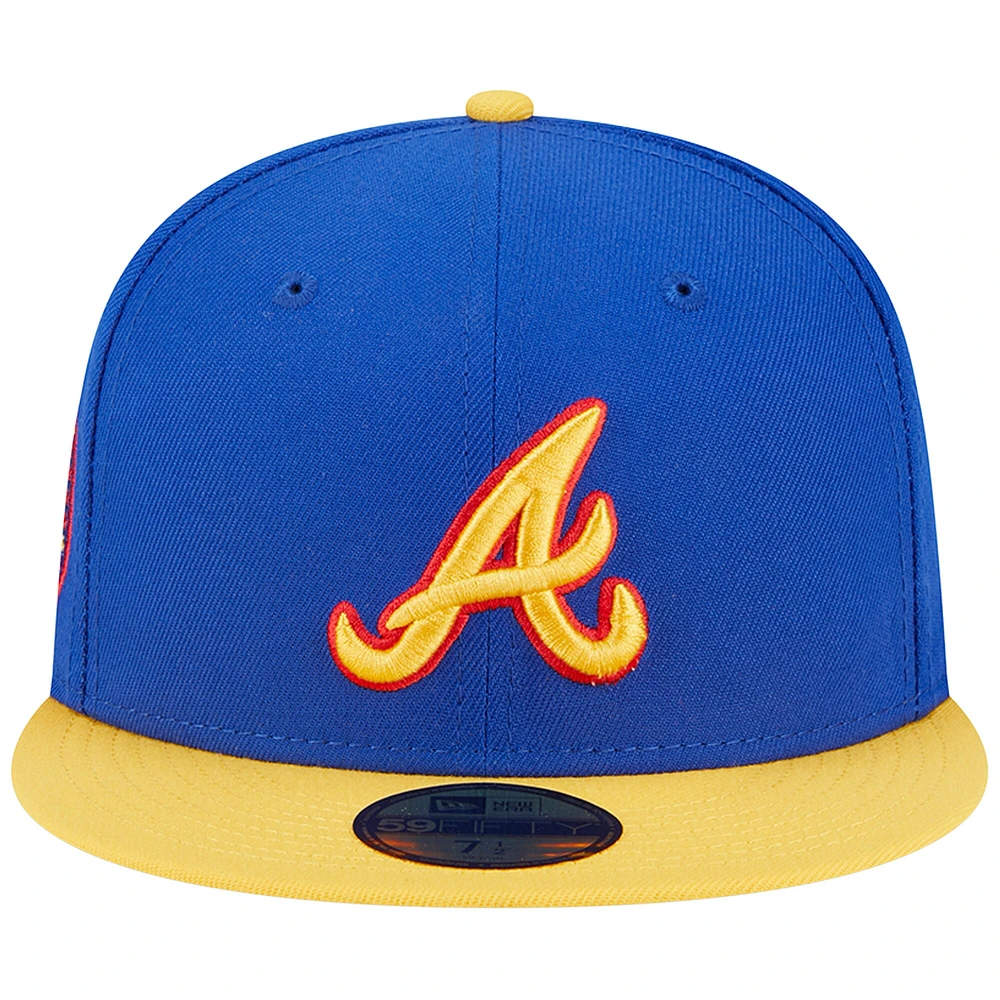 Casquette ajustée New Era Atlanta Braves Empire 59FIFTY pour homme, bleu royal/jaune