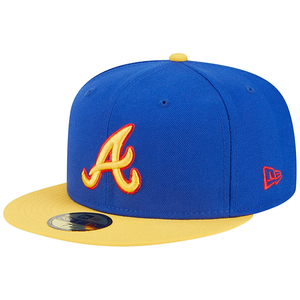 Casquette ajustée New Era Atlanta Braves Empire 59FIFTY pour homme, bleu royal/jaune