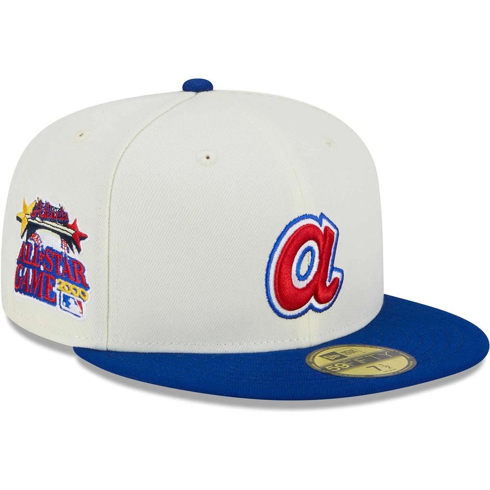 Casquette ajustée New Era Stone/Royal Atlanta Braves Retro 59FIFTY pour homme