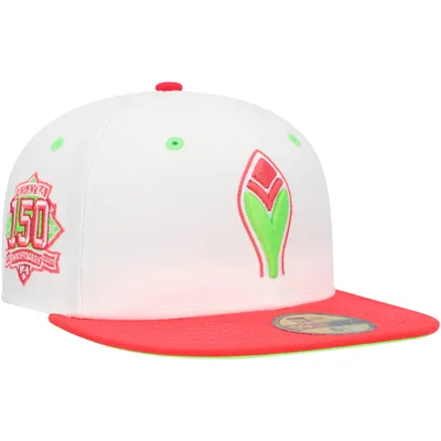 Men's New Era White/Coral Atlanta Braves 150th Anniversary Strawberry Lolli 59FIFTY Fitted Hat