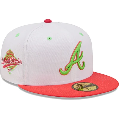 Casquette ajustée New Era Atlanta Braves 1995 World Series Strawberry Lolli 59FIFTY pour homme, blanc/corail