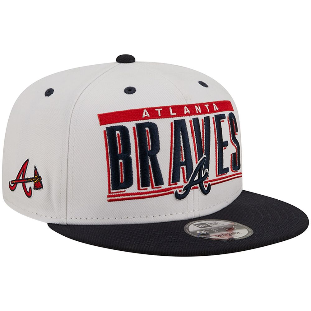 Men's New Era White/Navy Atlanta Braves Retro Title 9FIFTY Snapback Hat