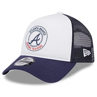 Men's New Era White/Navy Atlanta Braves Spring Training Circle Foam A-Frame 9FORTY Trucker Adjustable Hat