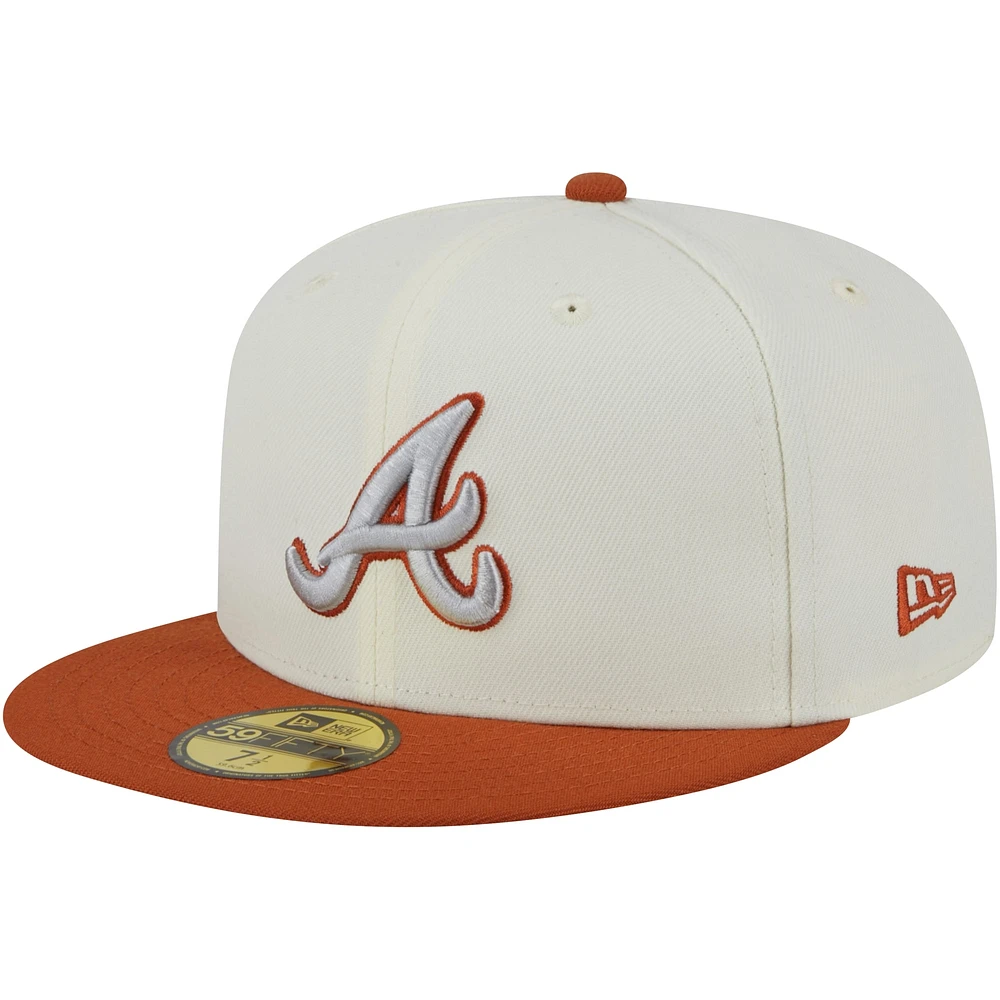 Men's New Era White/Orange Atlanta Braves Rustic 2-Tone 59FIFTY Fitted Hat