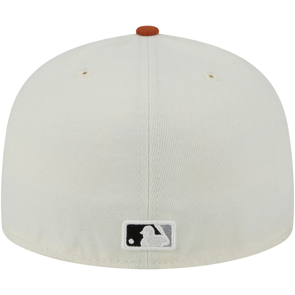 Men's New Era White/Orange Atlanta Braves Rustic 2-Tone 59FIFTY Fitted Hat