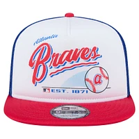 Men's New Era White/Red Atlanta Braves Retro Script Trucker 9FIFTY Snapback Hat