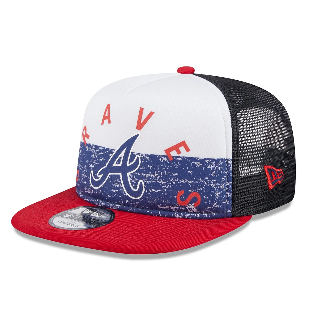 Men's New Era White/Red Atlanta Braves Team Foam Front A-Frame Trucker 9FIFTY Snapback Hat