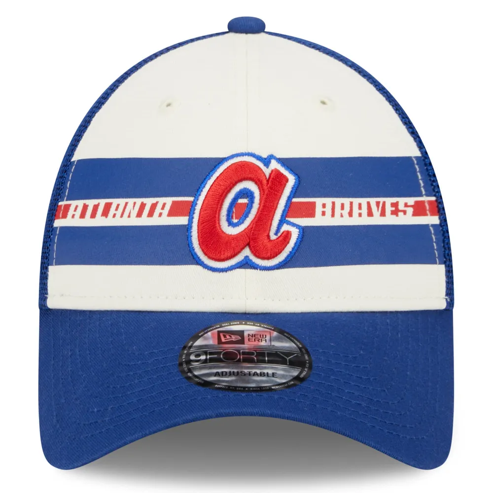 Atlanta Braves VINTAGE-STRIPE White-Royal Fitted Hat by New Era