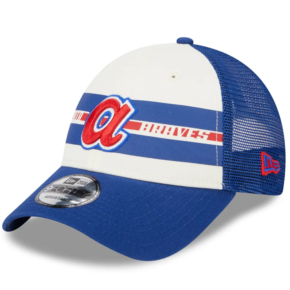 Atlanta Braves VINTAGE-STRIPE White-Royal Fitted Hat by New Era 
