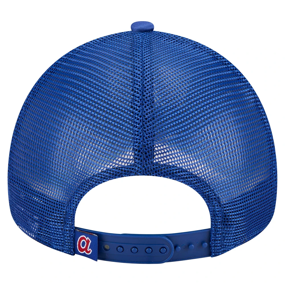 Men's New Era White/Royal Atlanta Braves Trucker A-Frame 9FORTY Adjustable Hat