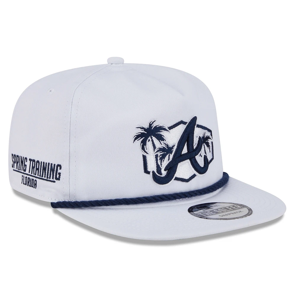 Casquette de golf à rabat Palmier blanche New Era pour homme, motif Atlanta Braves 2025, entraînement de printemps