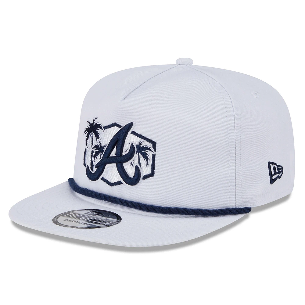 Casquette de golf à rabat Palmier blanche New Era pour homme, motif Atlanta Braves 2025, entraînement de printemps