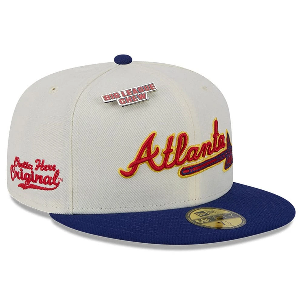 Casquette ajustée 59FIFTY originale des Atlanta Braves Big League Chew New Era pour hommes, blanche