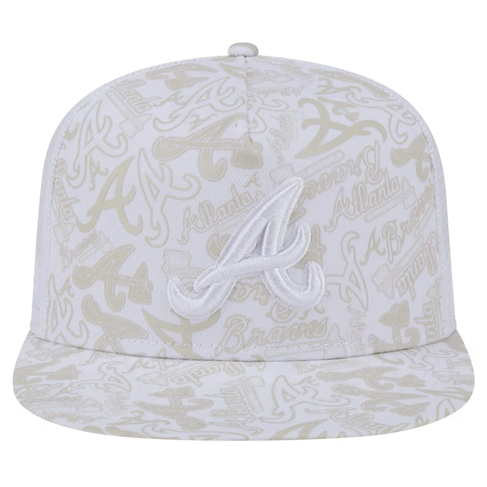 Men's New Era White Atlanta Braves Logo Dunes A-Frame Trucker 9FIFTY Snapback Hat