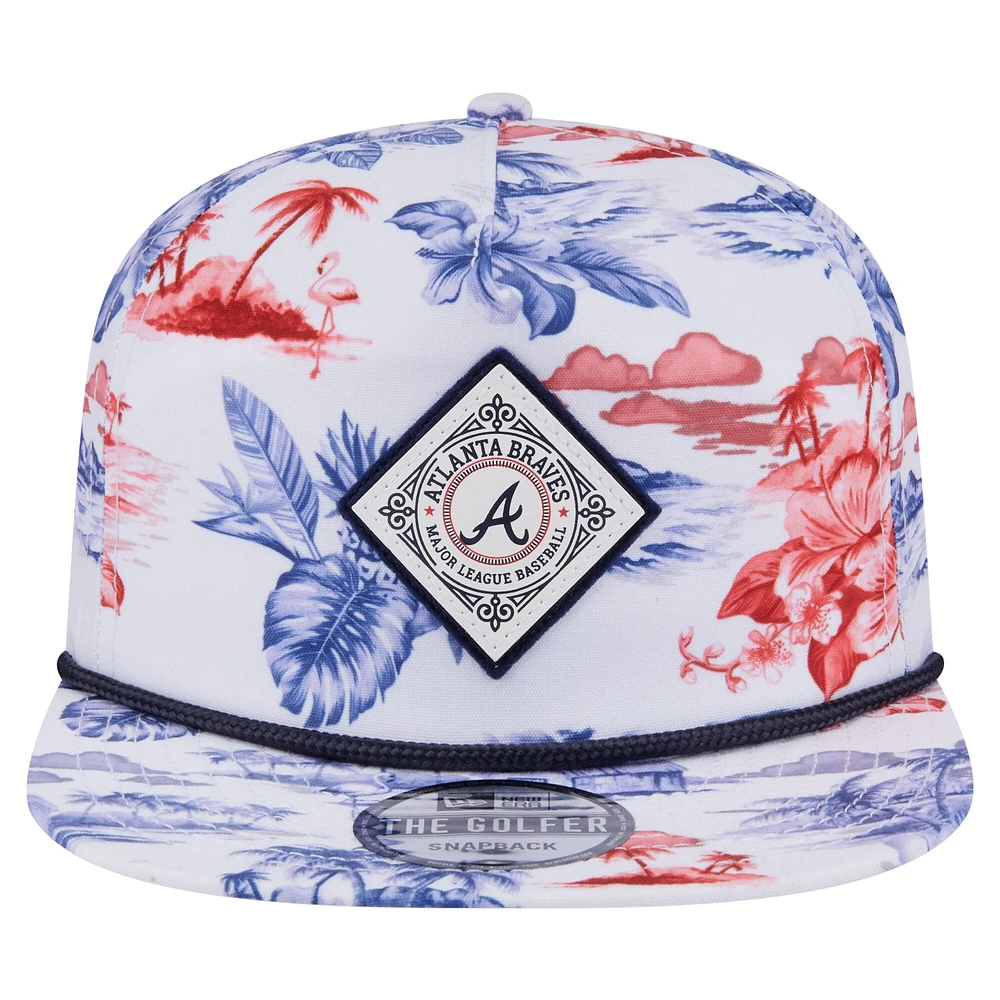 Casquette snapback blanche à imprimé Island Golfer des Braves d'Atlanta pour homme de New Era