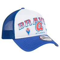 Casquette réglable de camionneur A-Frame 9FORTY avec logo rétro des Atlanta Braves New Era pour hommes, blanche