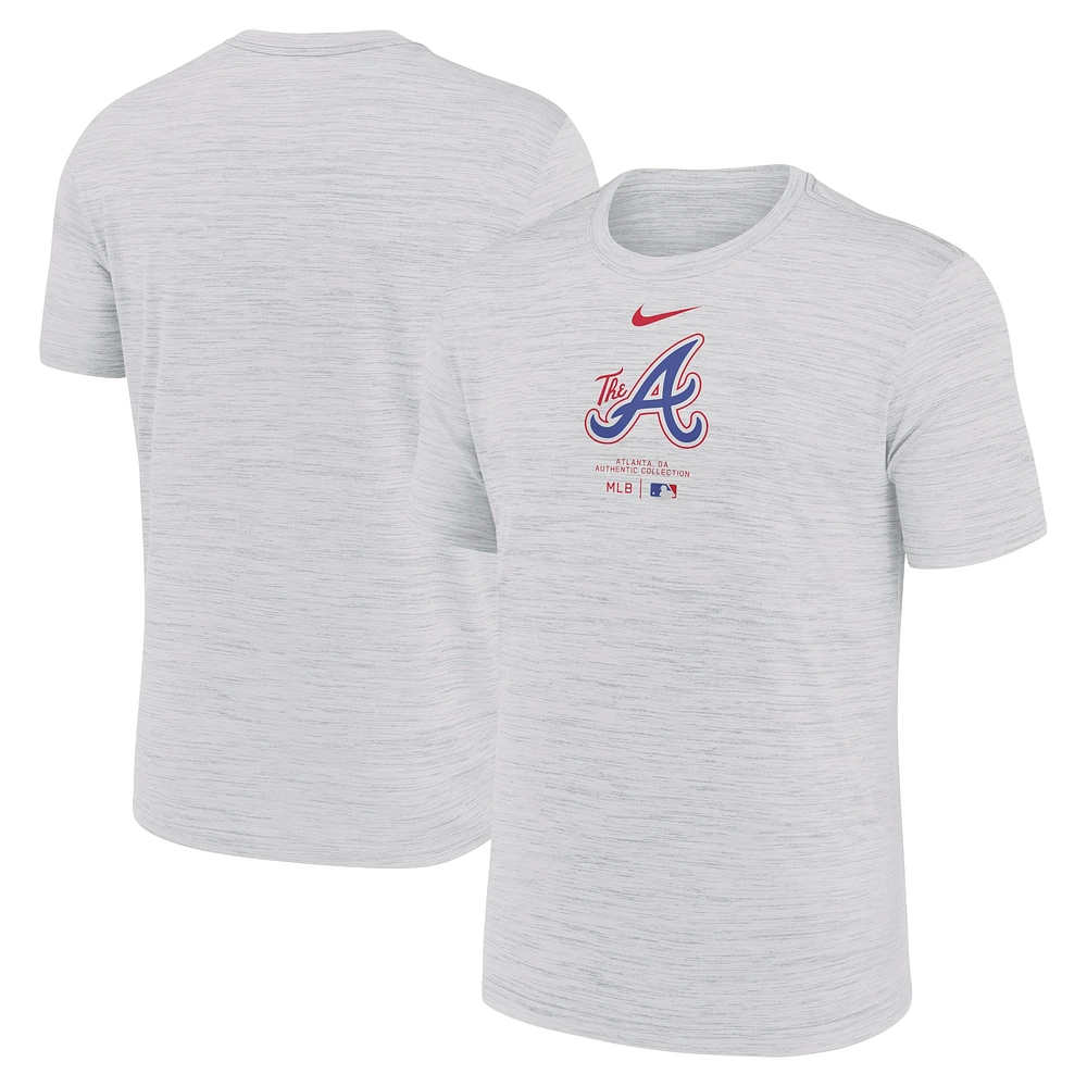 T-shirt Nike Ash Atlanta Braves Authentic Collection City Connect Velocity Performance pour homme