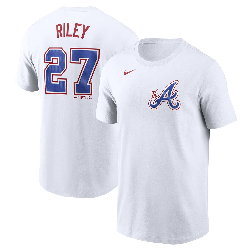 Men's Nike Austin Riley White Atlanta Braves City Connect Fuse Name & Number T-Shirt