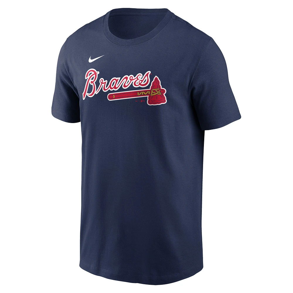T-shirt Nike Austin Riley bleu marine pour homme avec nom et numéro Fuse des Atlanta Braves