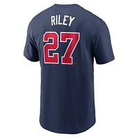 T-shirt Nike Austin Riley bleu marine pour homme avec nom et numéro Fuse des Atlanta Braves