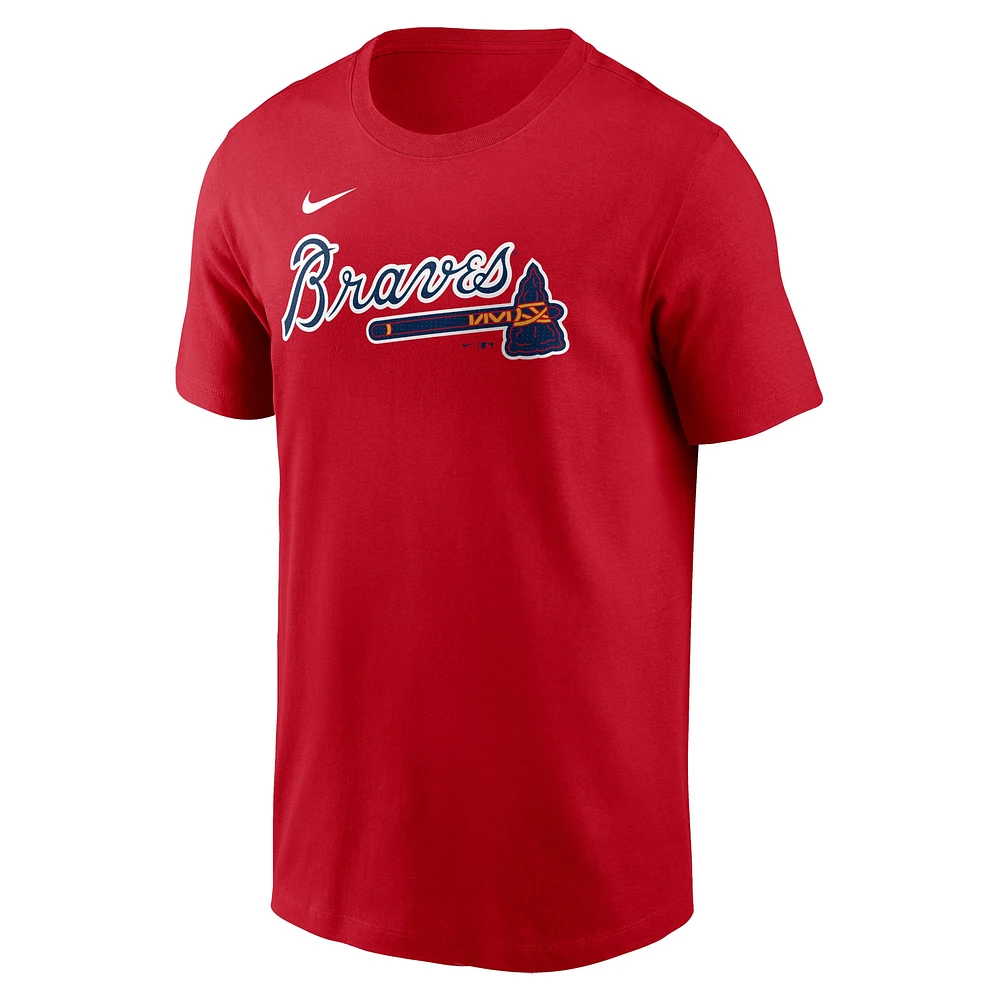 T-shirt avec nom et numéro Nike Austin Riley pour hommes, rouge, Atlanta Braves Fuse