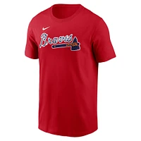 T-shirt avec nom et numéro Nike Austin Riley pour hommes, rouge, Atlanta Braves Fuse