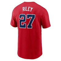 T-shirt avec nom et numéro Nike Austin Riley pour hommes, rouge, Atlanta Braves Fuse