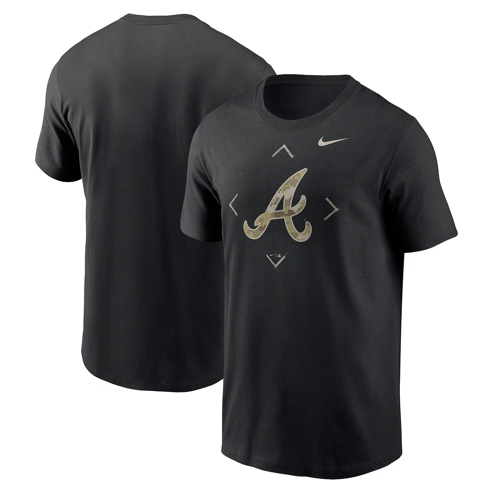 T-shirt à logo camouflage Atlanta Braves de Nike noir pour homme