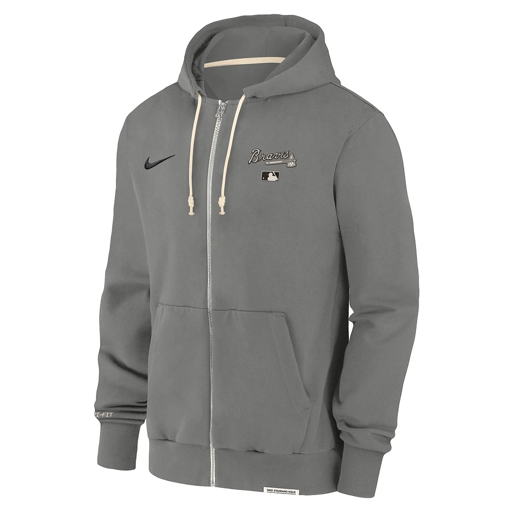Men's Nike Charcoal Atlanta Braves Authentic Collection Travel Performance Full-Zip Hoodie