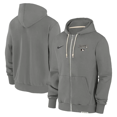 Men's Nike Charcoal Atlanta Braves Authentic Collection Travel Performance Full-Zip Hoodie