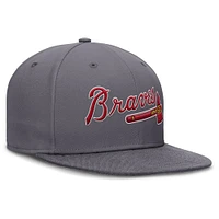 Casquette Nike Performance True Fitted grise pour homme des Atlanta Braves